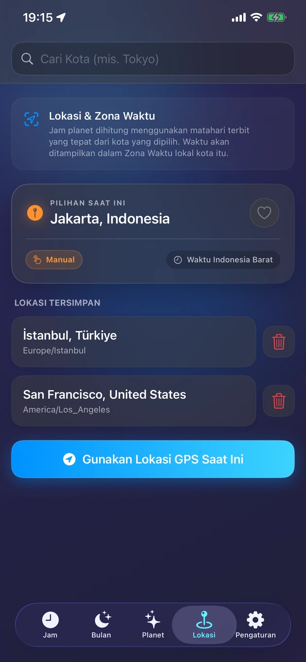 Jam tepat-matahari-terbit untuk tempatmu — atau kota mana pun.