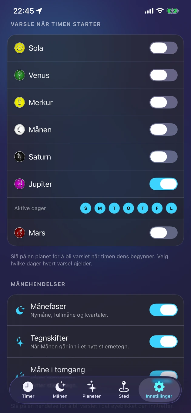 Et mildt varsel i det timen til planeten du har valgt begynner.