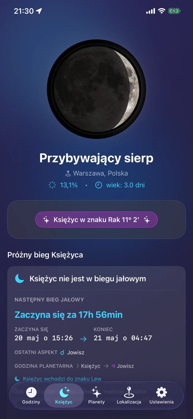 Faza, znak, oświetlenie i bezdroże — wszystko na jeden rzut oka.