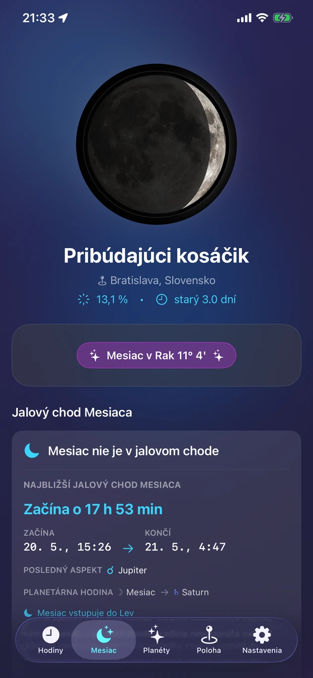 Fáza, znamenie, osvetlenie a stav bez aspektov na prvý pohľad.