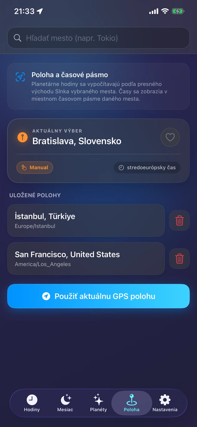 Hodiny presné podľa východu Slnka pre teba — či ľubovoľné mesto.