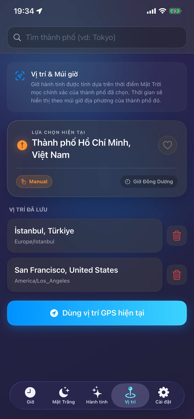 Giờ chuẩn theo bình minh nơi bạn ở — hay bất kỳ thành phố nào trên Trái Đất.