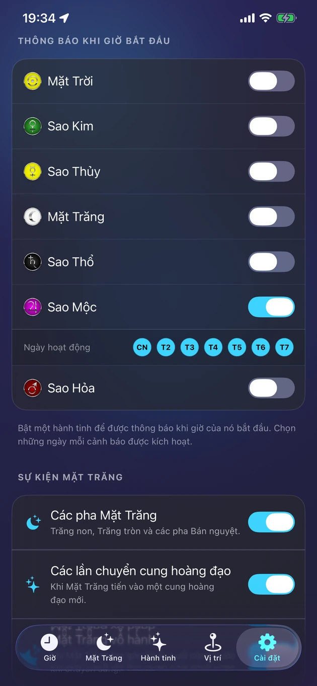 Một cảnh báo nhẹ nhàng ngay khi giờ của hành tinh bạn chọn bắt đầu.