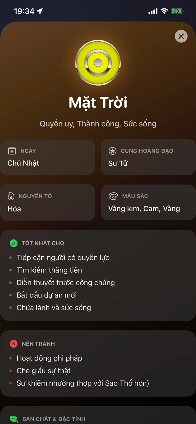 Gợi ý nên làm và nên tránh cho từng giờ hành tinh.